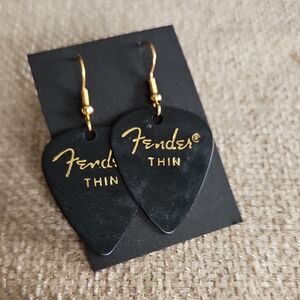 Fender Black Guitar Pick Drop Earrings - Fender